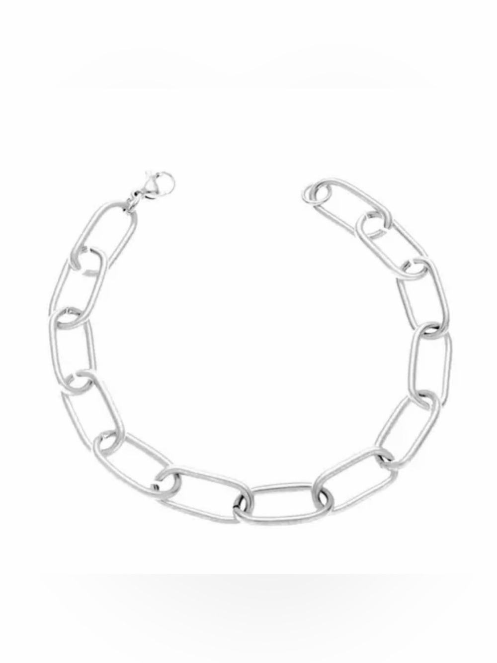 NWT Stainless Steel Paperclip Link Chain Bracelet Silver 8”